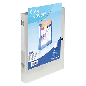 Exacompta Kreacover®, Carpeta de proyectos, A4, polipropileno, portada personalizable, 350 hojas, lomo 40 mm, blanco transparente
