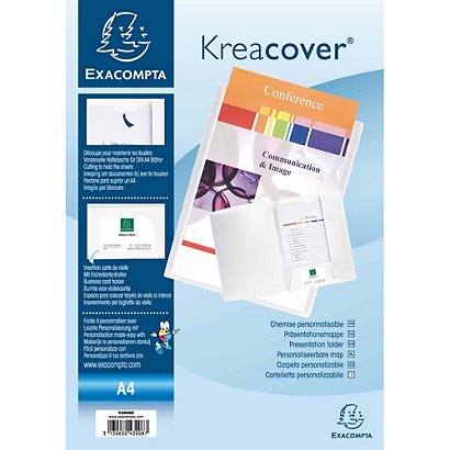 Exacompta Kreacover® Dossier de presentación A4, polipropileno flexible, 2 solapas, 100 hojas, blanco - 1
