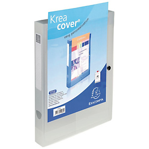 EXACOMPTA Kreacover® dossierbox met drukknoopsluiting en doorzichtig voorvak A4 240 x 330 x 40 mm chromaline polypropyleen transparant wit