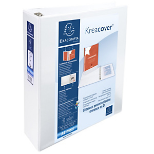 Exacompta Kreacover® Raccoglitore ad anelli, A4 Maxi, 4 anelli a D da 60 mm, 550 fogli, Copertine e dorso personalizzabili, Cartoncino con polipropilene, Bianco Exacompta Kreacover® Raccoglitore ad anelli, A4 Maxi, 4 anelli a D da 60 mm, 550 fogli, Copertine e dorso personalizzabili, Cartoncino con polipropilene, Bianco