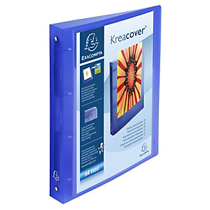 Exacompta Kreacover® Raccoglitore ad anelli, A4 Maxi, 4 anelli tondi da 30 mm, 275 fogli, Copertina personalizzabile, PP, Blu Exacompta Kreacover® Raccoglitore ad anelli, A4 Maxi, 4 anelli tondi da 30 mm, 275 fogli, Copertina personalizzabile, PP, Blu