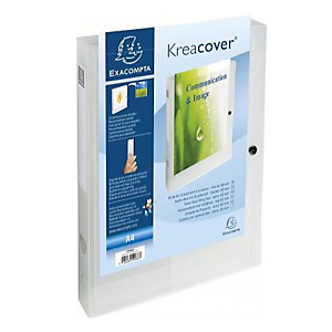 Exacompta Kreacover®, Scatola archivio con Chiusura con bottone a pressione e Tasca frontale trasparente, Formato A4, 240 x 330 x 40 mm, Polipropilene Chromaline, Bianco trasparente Exacompta Kreacover®, Scatola archivio con Chiusura con bottone a pressione e Tasca frontale trasparente, Formato A4, 240 x 330 x 40 mm, Polipropilene Chromaline, Bianco trasparente