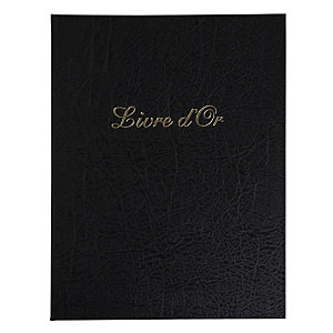EXACOMPTA Livre d'or Balacron avec titre 100 pages blanches - 27x22 cm vertical - Noir
