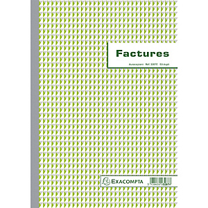 EXACOMPTA Manifold Factures avec mention TVA 29,7x21cm 50 feuillets dupli autocopiants EXACOMPTA Manifold Factures avec mention TVA 29,7x21cm 50 feuillets dupli autocopiants