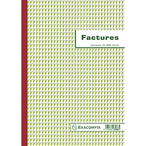 EXACOMPTA Manifold Factures avec mention TVA 29,7x21cm 50 feuillets tripli autocopiants EXACOMPTA Manifold Factures avec mention TVA 29,7x21cm 50 feuillets tripli autocopiants