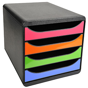 Exacompta Module de classement Big Box 4 tiroirs - corps noir - tiroirs arlequin Exacompta Module de classement Big Box 4 tiroirs - corps noir - tiroirs arlequin