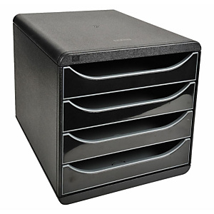 Exacompta Module de classement Big Box glossy 4 tiroirs, A4+ - Noir, façades noires Exacompta Module de classement Big Box glossy 4 tiroirs, A4+ - Noir, façades noires