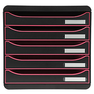 EXACOMPTA Module de classement Big Box Plus 5 tiroirs Black Office - Noir/framboise