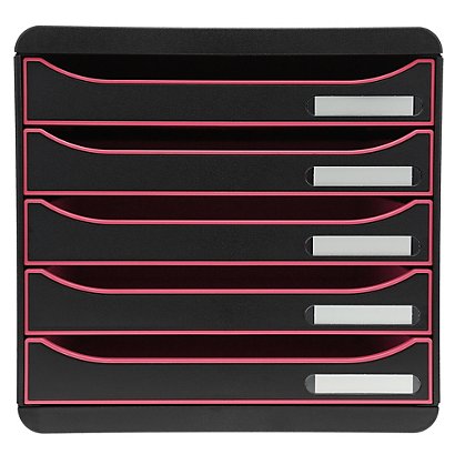 EXACOMPTA Module de classement Big Box Plus 5 tiroirs Black Office - Noir/framboise - 1