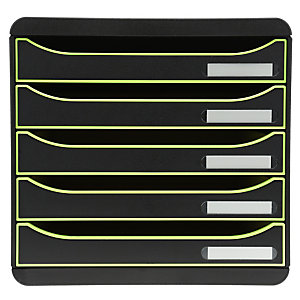 EXACOMPTA Module de classement Big Box Plus 5 tiroirs Black Office - Noir/vert pomme