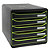 EXACOMPTA Module de classement Big Box Plus 5 tiroirs Black Office - Noir/vert pomme - 2