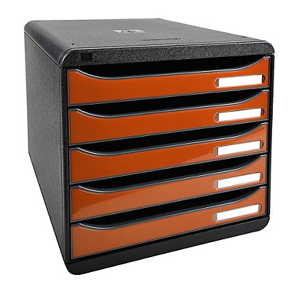 EXACOMPTA Module de classement Big Box Plus 5 tiroirs Iderama - Orange brillant - 1