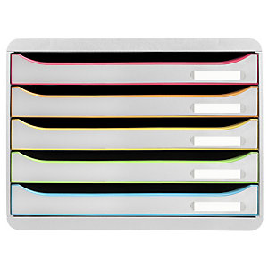 EXACOMPTA Module de classement Big Box Plus horizon 5 tiroirs Black Office - Blanc/arlequin