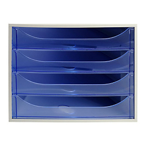 Exacompta Module de classement ECOBOX 4 tiroirs - Gris et Bleu translucide Exacompta Module de classement ECOBOX 4 tiroirs - Gris et Bleu translucide