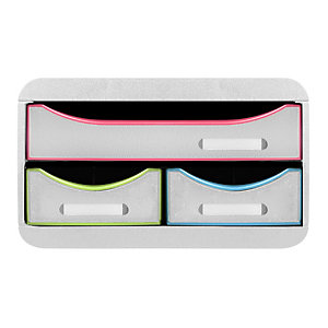 EXACOMPTA Module de classement Small-Box 3 tiroirs Black Office - Blanc/arlequin