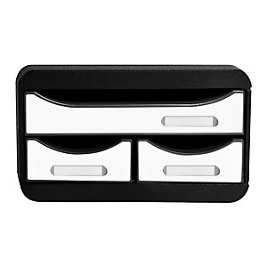 EXACOMPTA Module de classement Small-Box 3 tiroirs Glossy - Blanc brillant