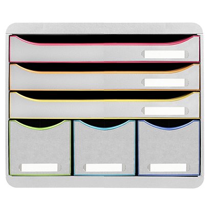 EXACOMPTA Module de classement Storebox 6 tiroirs Black Office - Blanc/arlequin - 1