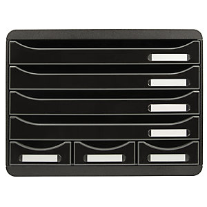 EXACOMPTA Module de classement Storebox 7 tiroirs Glossy - Noir brillant