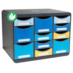 Exacompta Module de classement à tiroirs StoreBox Multi Bee Blue 11 tiroirs - Couleurs assorties