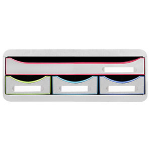 EXACOMPTA Module de classement Toolbox 4 tiroirs Black Office - Blanc/arlequin
