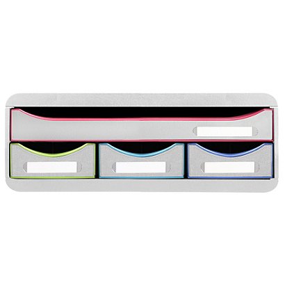 EXACOMPTA Module de classement Toolbox 4 tiroirs Black Office - Blanc/arlequin - 1