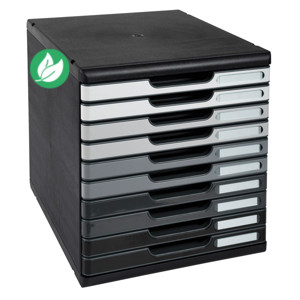 Exacompta Modulo A4 - Module de classement 10 tiroirs - Noir - Façades assorties grises Exacompta Modulo A4 - Module de classement 10 tiroirs - Noir - Façades assorties grises