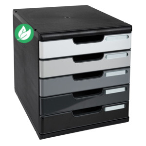 Exacompta Modulo A4 - Module de classement 5 tiroirs - Noir - Façades assorties grises Exacompta Modulo A4 - Module de classement 5 tiroirs - Noir - Façades assorties grises