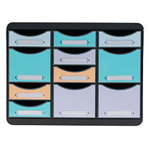 EXACOMPTA Moule de classement Storebox Multi 11 tiroirs Aquarel - Couleurs assorties