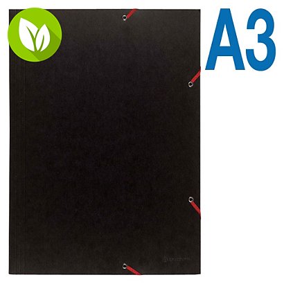 Exacompta Nature Future® Carpeta con cierre elástico y 3 solapas en cartón prensado de 600 g/m² 200 hojas, tamaño A3, negra - 1