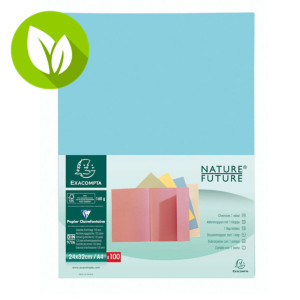 Exacompta Nature Future® Jura 160 Subcarpeta con 1 solapa en cartón prensado para 200 hojas tamaño A4 de 240 x 320 mm en azul claro