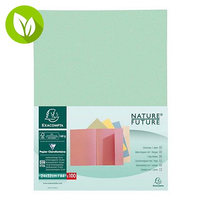 Exacompta Nature Future® Jura 160 Subcarpeta con 1 solapa en cartón prensado para 200 hojas tamaño A4 de 240 x 320 mm en verde suave - 1