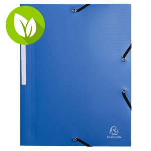 EXACOMPTA Opak Carpeta de gomas y 3 solapas, polipropileno reciclado, A4, azul EXACOMPTA Opak Carpeta de gomas y 3 solapas, polipropileno reciclado, A4, azul