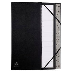 Exacompta Ordonator® Clasificador con lomo expansible, A4, 600 hojas, 24 compartimentos A-Z, 235 x 335 mm, polipropileno, negro Exacompta Ordonator® Clasificador con lomo expansible, A4, 600 hojas, 24 compartimentos A-Z, 235 x 335 mm, polipropileno, negro