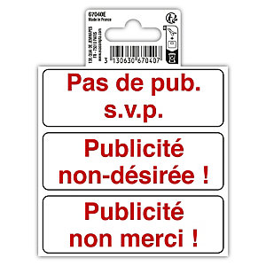 EXACOMPTA Panneau PVC adhésif antidérapant Publicité interdite 10 cm - Rouge