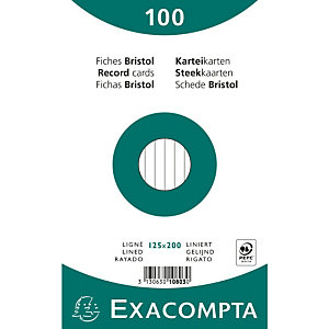 EXACOMPTA Paquet 100 fiches sous film - ligné non perforé - 125x200mm - Blanc