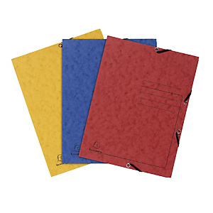 EXACOMPTA Paquet de 3 chemises à élastiques 3 rabats carte lustrée 355gm2 - A4 - Couleurs assorties