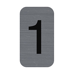 EXACOMPTA Plaque adhésive imitation Aluminium Chiffre 1 2,5x4,4 cm - Gris