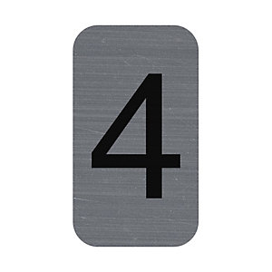EXACOMPTA Plaque adhésive imitation Aluminium Chiffre 4 2,5x4,4 cm - Gris