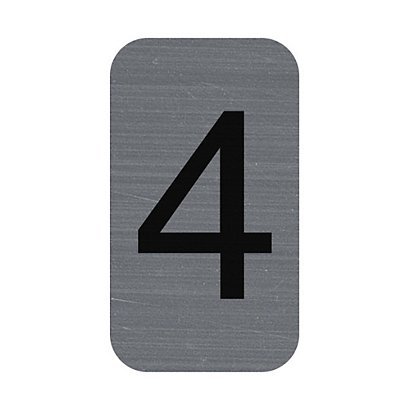 EXACOMPTA Plaque adhésive imitation Aluminium Chiffre 4 2,5x4,4 cm - Gris - 1