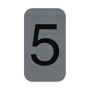EXACOMPTA Plaque adhésive imitation Aluminium Chiffre 5 2,5x4,4 cm - Gris