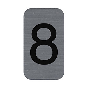 EXACOMPTA Plaque adhésive imitation Aluminium Chiffre 8 2,5x4,4 cm - Gris