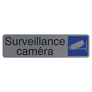 EXACOMPTA Plaque adhésive imitation aluminium Surveillance camera 16,5X4,4 cm - Gris