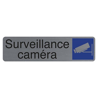 EXACOMPTA Plaque adhésive imitation aluminium Surveillance camera 16,5X4,4 cm - Gris - 1