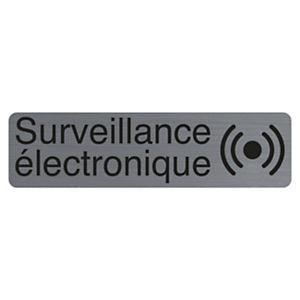 Exacompta Plaque signalétique adhésive Surveillance électronique - Rectangle Gris / Noir