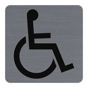 Exacompta Plaque signalétique adhésive symbole Toilettes handicapés - Carré Gris
