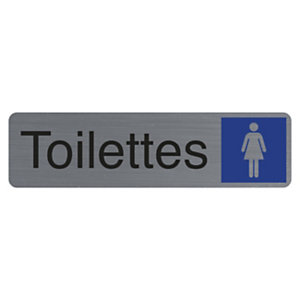Exacompta Plaque signalétique adhésive Toilettes Dame - Rectangle Gris / Bleu