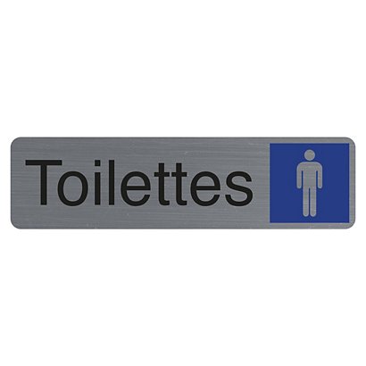 Exacompta Plaque signalétique adhésive Toilettes Homme - Rectangle Gris / Bleu - 1