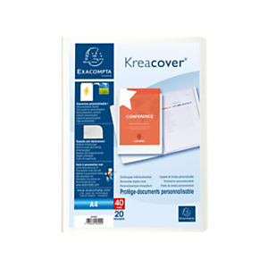 Exacompta Portalistino personalizzabile Kreacover® A4, 20 buste, Copertina PPL rigido opaco 800 micron, Bianco Exacompta Portalistino personalizzabile Kreacover® A4, 20 buste, Copertina PPL rigido opaco 800 micron, Bianco