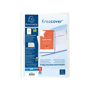 Exacompta Portalistino personalizzabile Kreacover® A4, 30 buste, Copertina PPL rigido opaco 800 micron, Bianco Exacompta Portalistino personalizzabile Kreacover® A4, 30 buste, Copertina PPL rigido opaco 800 micron, Bianco