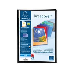 Exacompta Portalistino personalizzabile Kreacover® A4, 30 buste, Copertina PPL semi-rigido opaco 500 micron, Nero Exacompta Portalistino personalizzabile Kreacover® A4, 30 buste, Copertina PPL semi-rigido opaco 500 micron, Nero